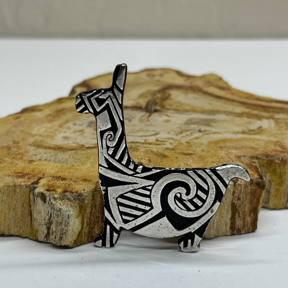 Vintage Silver Overlay Llama Pin Brooch Santa Fe Sterling USA 1989